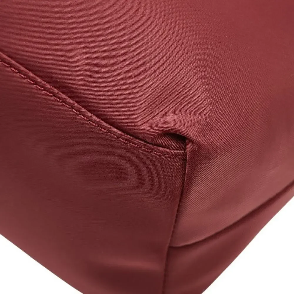 Kate Spade Nylon Leather Logo Tote Bag Burgundy